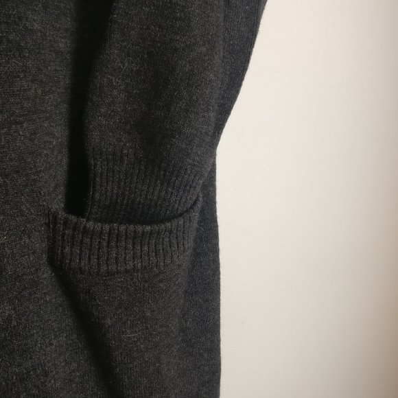 Coal Gray Premium soft wool Cardigan buttoned sweater dress has pockets100% Wool - Picture 4 of 9